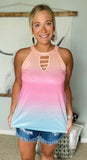 Ombre Keyhole Tank Top, Rainbow