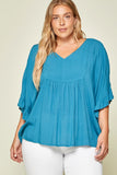 Ruffle Sleeve Top, Teal