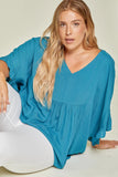 Ruffle Sleeve Top, Teal