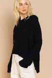 Textured Knit Hoodie, Black