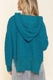 Texured Knit Hoodie, Teal