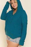 Texured Knit Hoodie, Teal