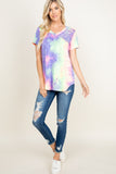 free spirit tie dye top purple lime plus size