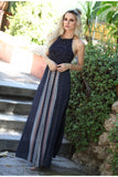 Twin Print Halter Maxi Romper, Navy