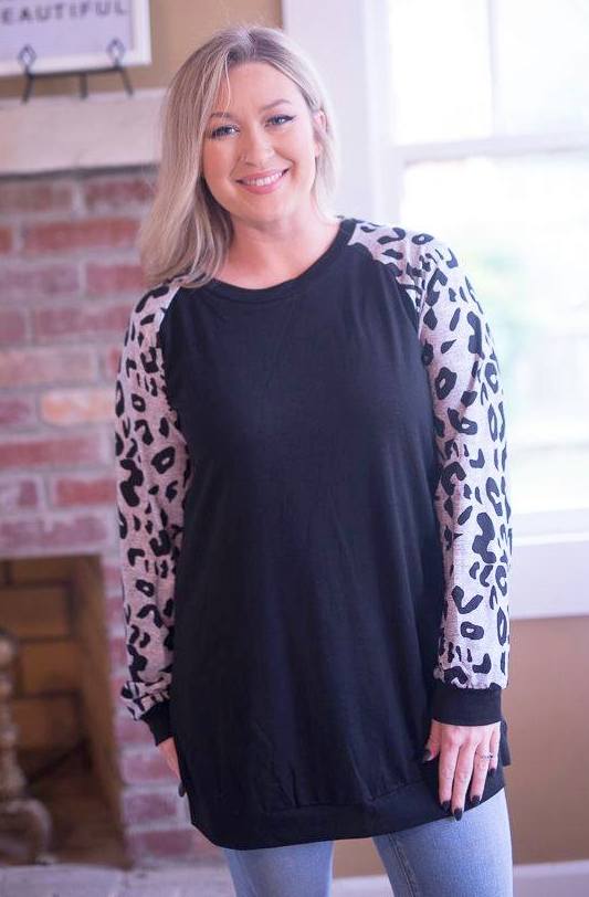 Leopard Raglan Top