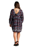 Baby Doll Bohemian Peasant Mini Dress, Black