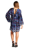 Baby Doll Bohemian Peasant Mini Dress, Blue