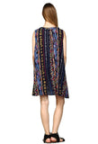 Tribal Sleeveless Keyhole Dress, Blue