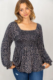 white birch Leopard Smocked Top
