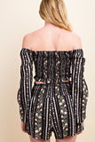 Floral Smocking Top, Black