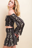 Floral Smocking Top, Black