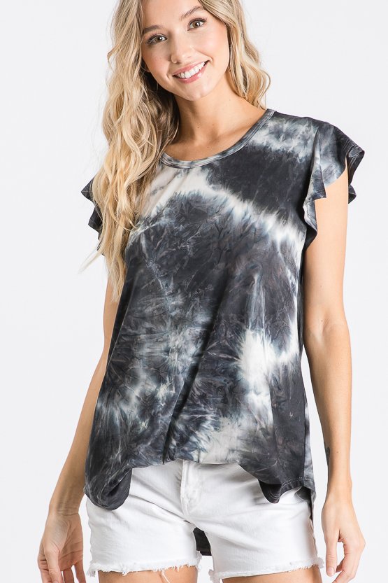 ruffle tie dye tunic top