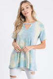 Out of the Blue Tie Dye Keyhole Top