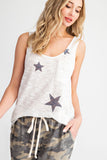 143 story star print sweater knit tank top