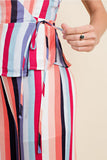 Luna Striped Wrap Top, Dark Multi