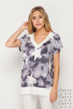 honeyme charcoal star print top plus size