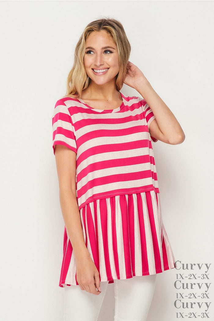 honeyme stripe babydoll top plus size