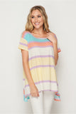 honeyme striped mini waffle top