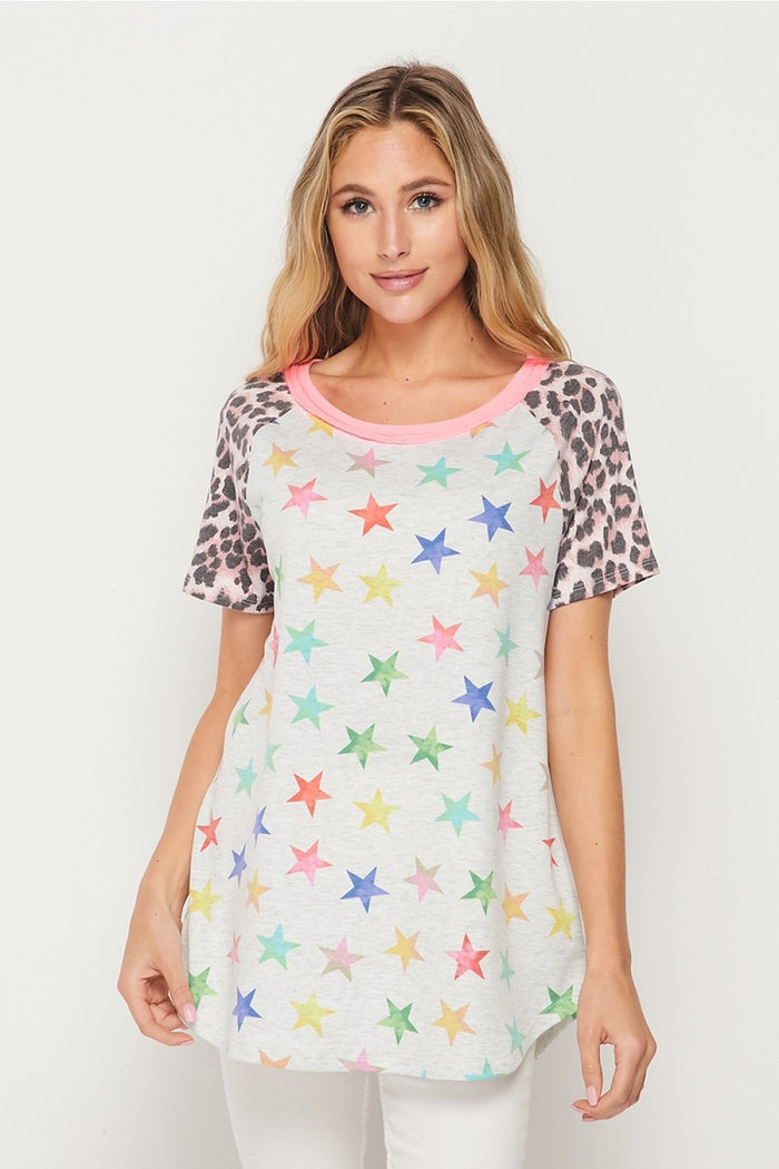 honeyme leopard & stars top