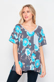 honeyme Floral Boyfriend Pocket Top