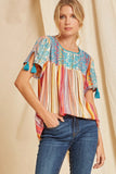 Andree by unit / Savanna Jane Serape Babydoll Embroidered Top