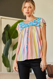 Andree by unit / Savanna Janr Embroidered Flutter Sleeve Top