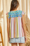 Embroidered Flutter Sleeve Top