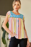 Andree by unit / Savanna Janr Embroidered Flutter Sleeve Top