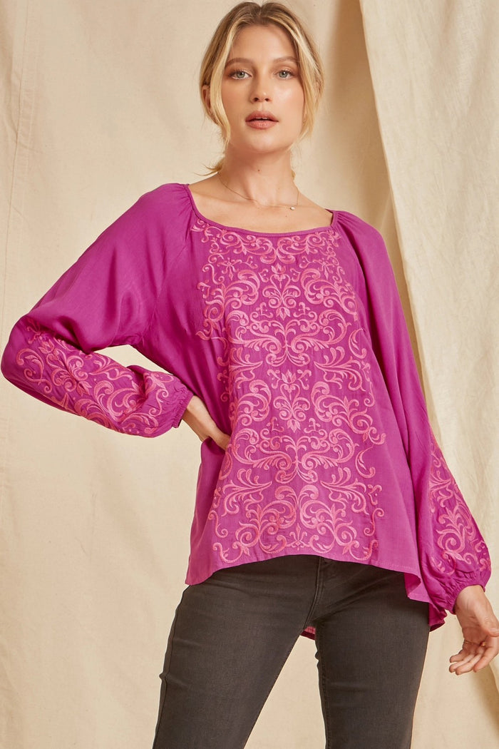 andree by unit / savanna jane Tonal Embroidered blouse