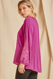 Tonal Embroidered Blouse, Magenta