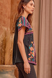 Floral Embroidered Top, Black
