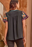 Floral Embroidered Top, Black