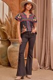 Floral Embroidered Top, Black