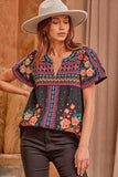 Floral Embroidered Top, Black