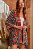 ANDREE BY UNIT / SAVANNA Embroidered Striped Cardigan
