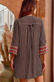Embroidered Striped Cardigan