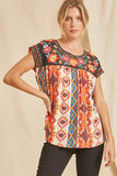 andree by unit / savanna jane Embroidered Aztec Top