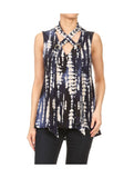 Grommet Detail Tie Dye Scarf Top,  Blue
