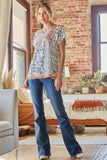Floral Embroidered Printed Top