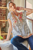Floral Embroidered Printed Top