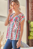 Floral Embroidered Printed Top