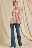 Aztec Embroidered Peasant Top