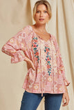 Aztec Embroidered Peasant Top