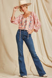 Aztec Embroidered Peasant Top