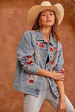 Floral Embroidered Denim Jacket