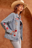 Floral Embroidered Denim Jacket