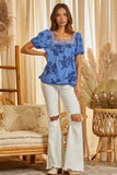 Embroidered Puff Sleeve Top