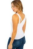 Strappy Neck Ribbed Tank Top, Off White
