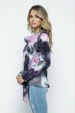 Cowl Asymmetric Tie Dye Top