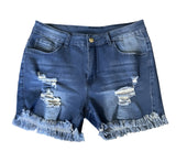 Dark Washed Distressed Shorts